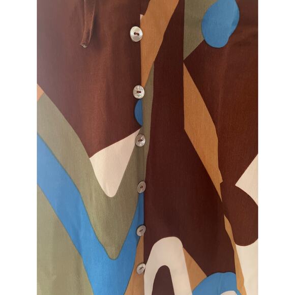 NWT August Sky Blouse Brown Blue Size Small - Picture 5 of 9